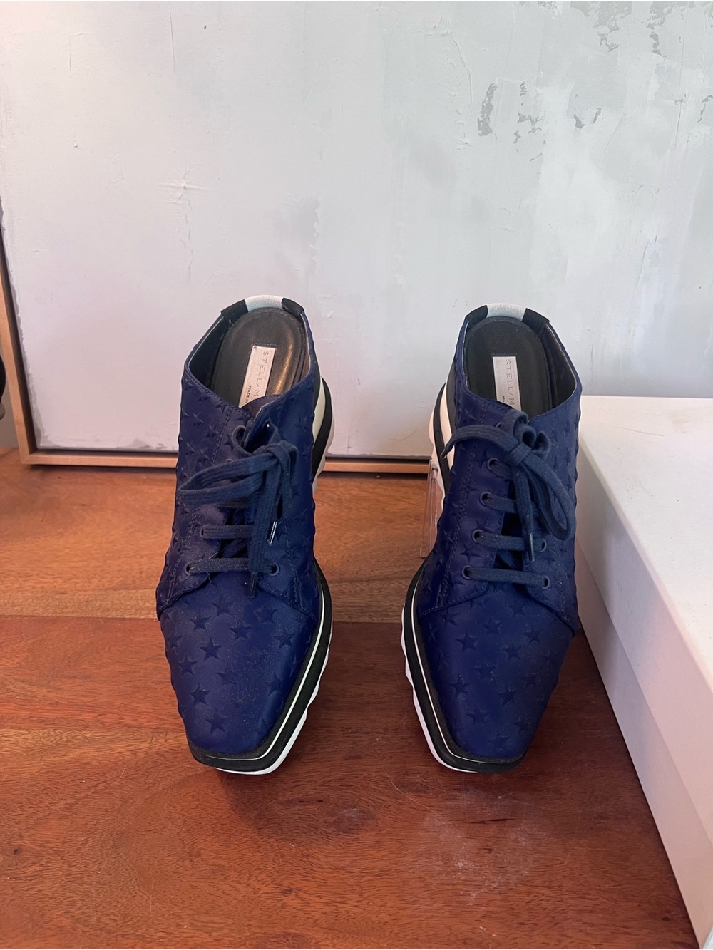 Women Stella MacCartney Navy Star-Pattern Lace-Up Sneakers